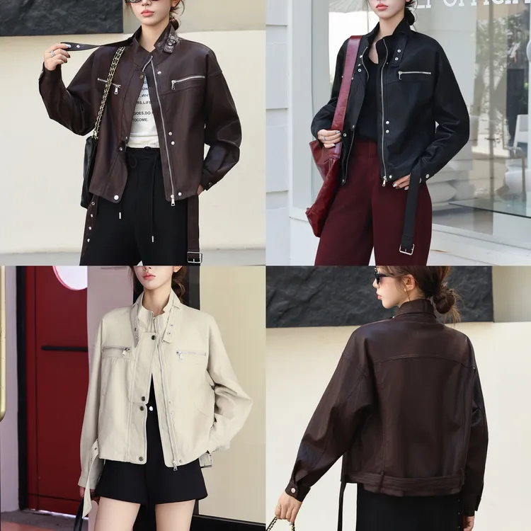 方大大专属2025春秋女短外套早秋女装网红奢牌高定短款英伦风皮衣外套808