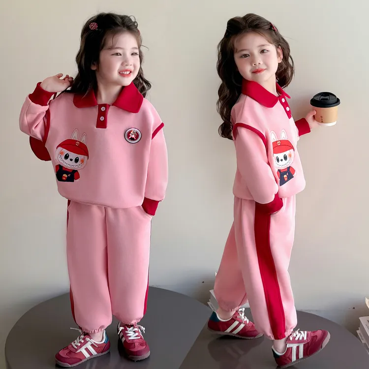 女童polo卫衣套装洋气儿童春秋季新款女宝宝休闲两件套小女孩时髦