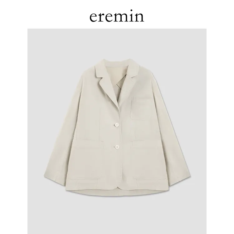 灰白西装/高克重棉休闲通勤翻领西装外套55796