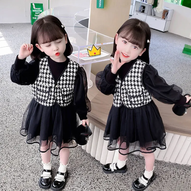 女童时髦套装2025春秋季儿童小香风连衣裙套装时尚公主裙两件套