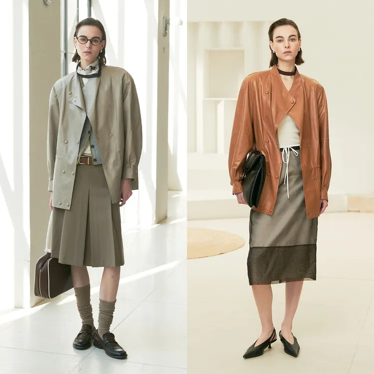 MARIUS“纸皮皮衣”经典气质柔软轻盈舒适百搭可收腰皮衣外套