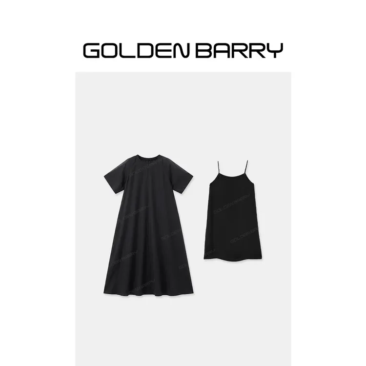 GOLDENBARRY时尚高级雾感v影连衣裙(两件套)GB060713007