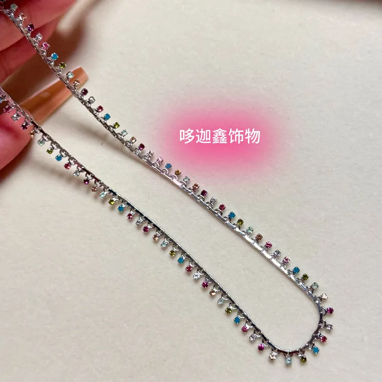 铜合金合成锆石项链 哆迦鑫-轻奢小众彩锆项链
