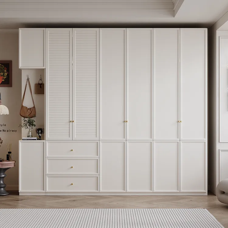 法式奶油风卧室衣柜一门到顶分段式衣柜家用卧室柜子法式衣柜主卧