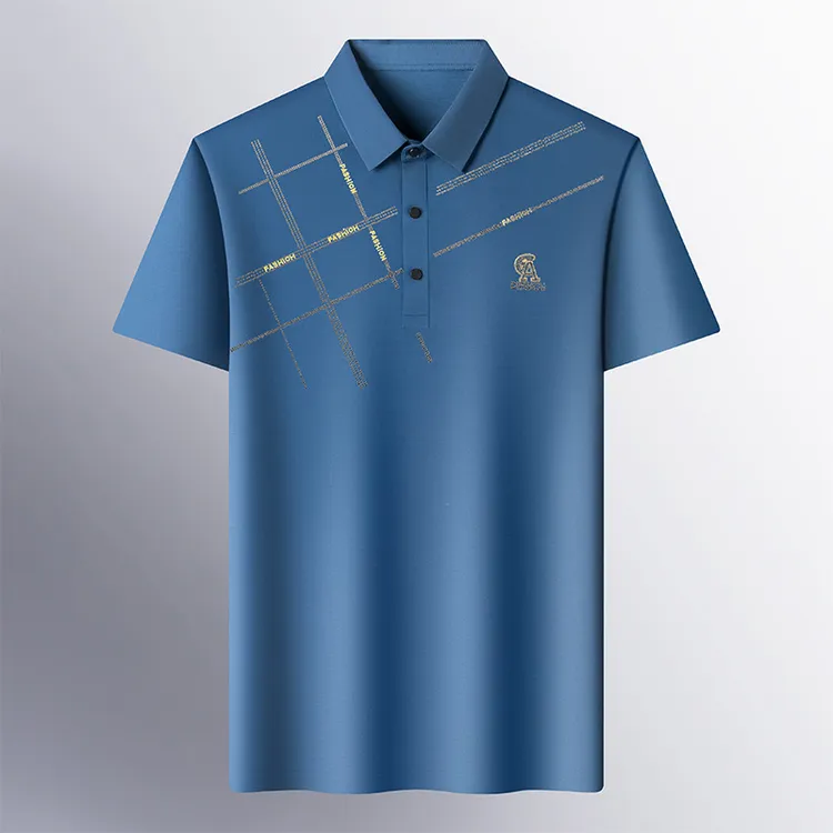 2025年新款中年时尚翻领短袖T恤夏季宽松上衣男休闲半袖polo衫