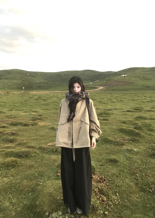 2025早秋新款高级感风衣外套女小个子休闲韩系赫本风百搭阔腿裤