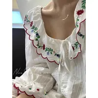 【少女碎花】法式甜美长袖棉纱睡衣女2025春夏季长裤套装家居服外穿