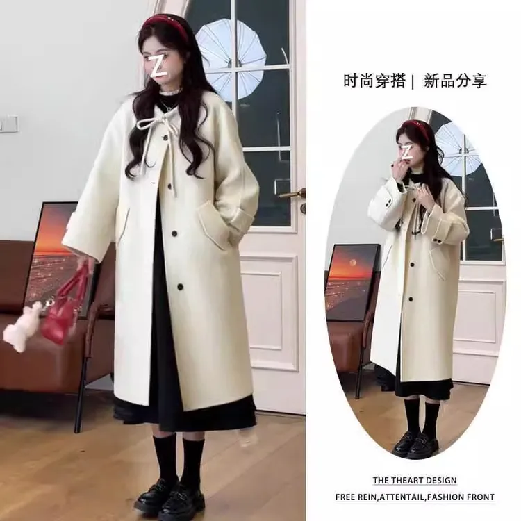 时尚套装洋气韩版宽松双面呢气质百搭加厚毛呢