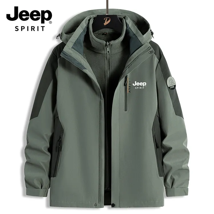 JEEPSPIRIT吉普男款冲锋衣秋冬新爆款三合一保暖夹克外套休闲登山