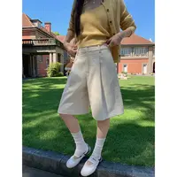 张贝贝 松茸奶咖 全棉灯芯绒 双褶裥立裁小短裤