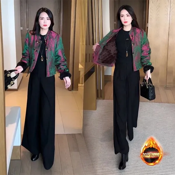 【有运费险】秋冬新款新中式穿搭时尚气质国风提花加绒短外套129