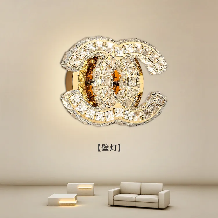 现代轻奢客厅背景墙灯卧室床头壁灯LED水晶灯2025年中山新款灯具
