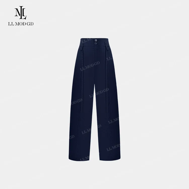 街头软核裤 通勤抽绳直筒休闲裤高腰显瘦凉感透气九分裤YL-261724