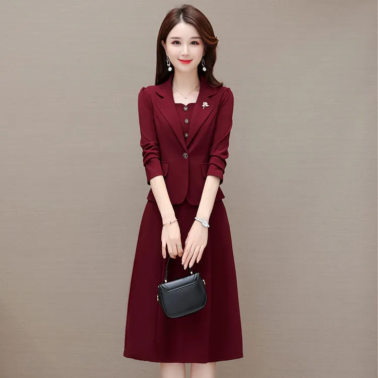 喜婆婆婚宴装2025新款女春秋季连衣裙长袖妈妈婚礼服十三行两件套
