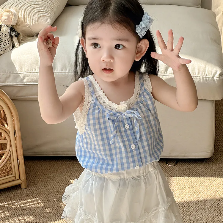 女宝宝衣服婴儿夏薄款背心裙子套装2025年洋气花边夏季两件套