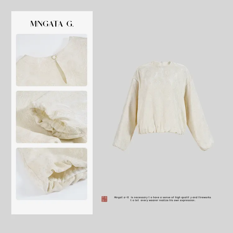 MNGATA G.宫小妍【金丝白茧】桑蚕丝夏日新中式中国风上衣5022722