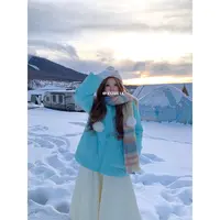 安妮不火【赛里木湖冰】爱心口袋螺纹袖口立领排骨棉服A253F0008