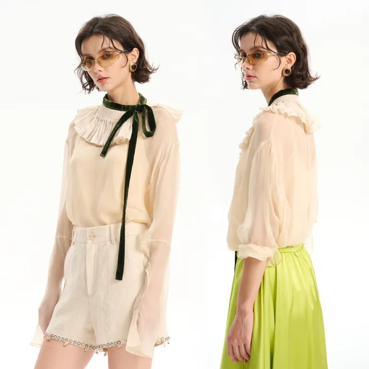 YIMAIMAI南法假日 桑蚕丝吊带上衣半身裙沙滩度假薄纱连衣裙