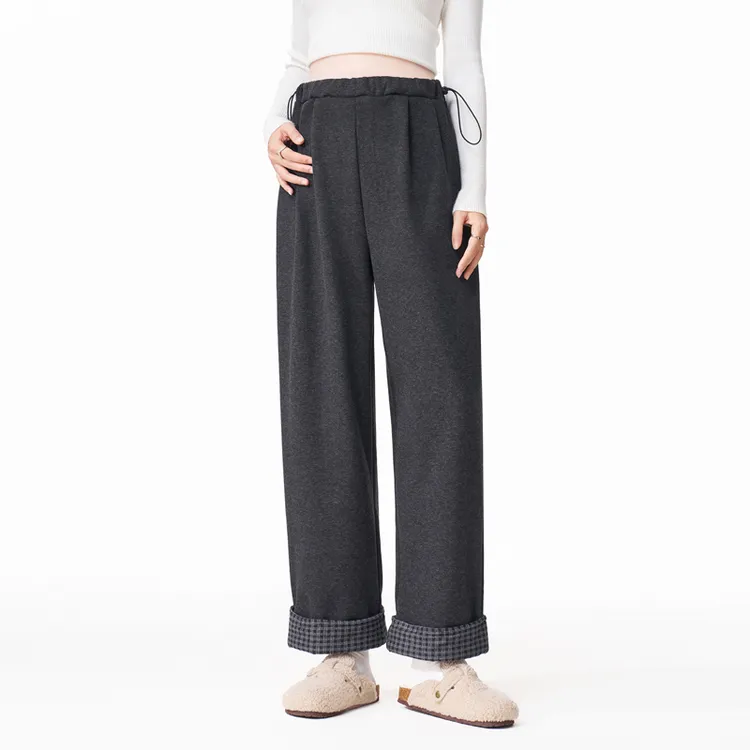 孕妇加绒裤秋冬外穿2025新款小个子加厚直筒阔腿裤秋冬款子冬装