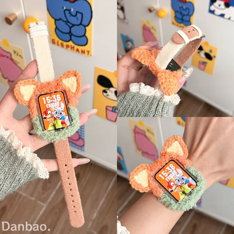 适用小米手环9Pro表带秋冬可爱毛绒动物城9pro狡猾狐狸半包保护壳