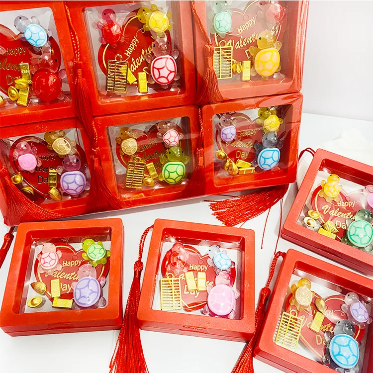 新款喜庆树脂夜光乌龟合金招财小摆件夜光乌龟对对碰套装微观造景