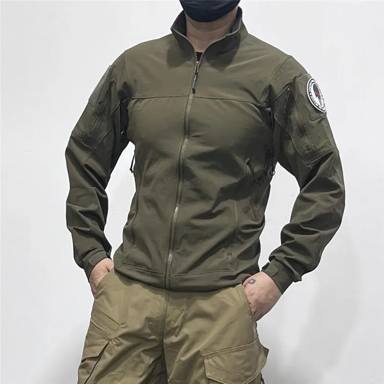 春秋军鸟橘皮纹四面弹力立领夹克防泼水登山冲锋衣修身男外套防风