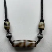 天然玛瑙双虎牙时尚大气潮流百搭吊坠挂件男女同款情侣民族风饰品