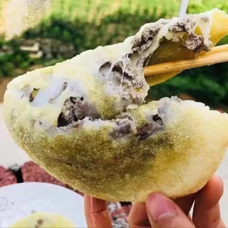 湖北绿豆糍粑纯糯米咸味老式手工油炸年糕红豆陷土特产甜味