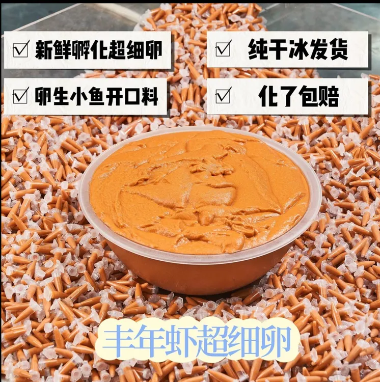 超浓无水丰年虾冷冻新鲜免孵化孔雀鱼鱼食幼鱼刚出生鲜活开口饲料