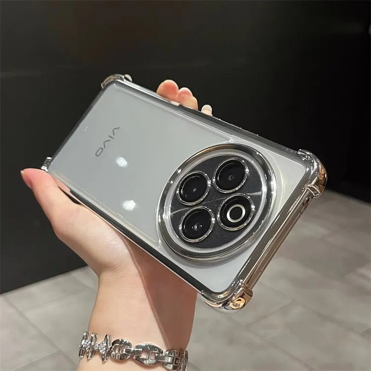 适用vivoy300pro手机壳新款y300i四角气囊防摔简约电镀透明防摔壳