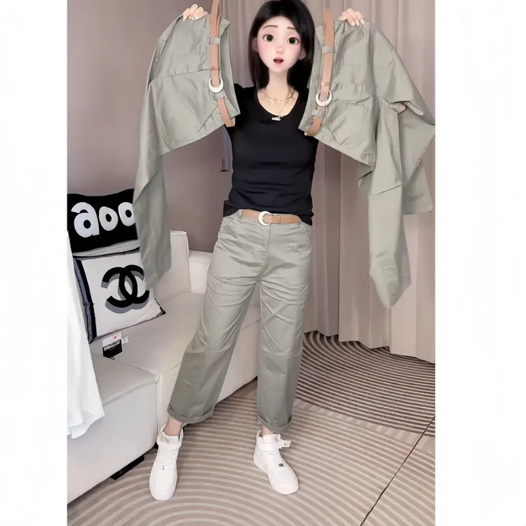 唐芯媛夏季新款爆款直筒牛仔裤女时尚减龄高腰宽松显瘦九分法棍裤
