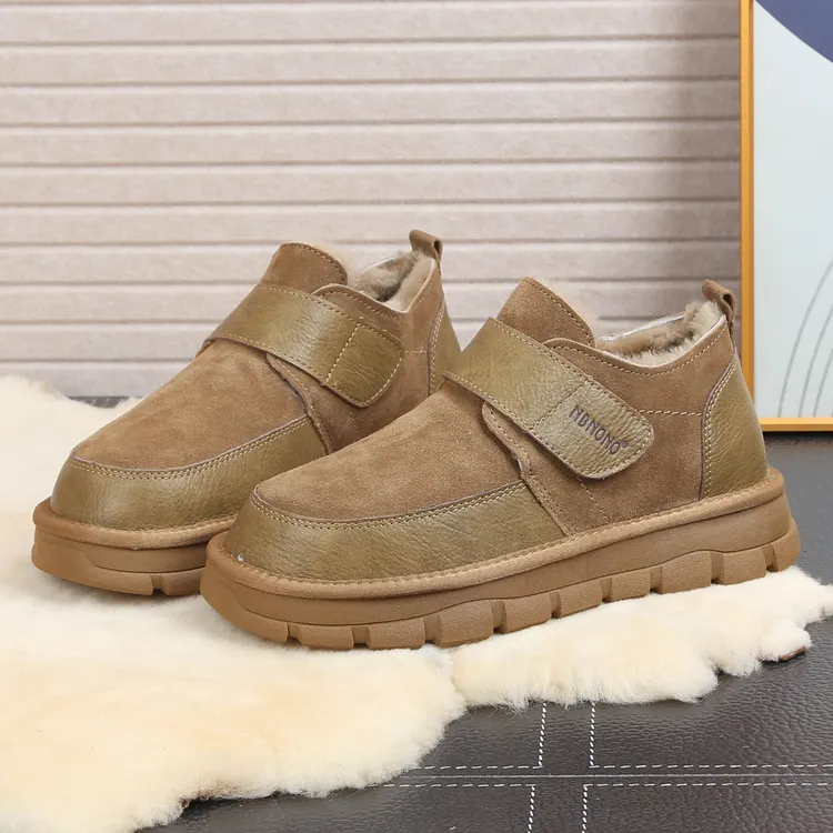 厚底纯羊毛雪地靴男款皮毛一体防寒真皮冬季保暖防滑东北棉鞋加厚