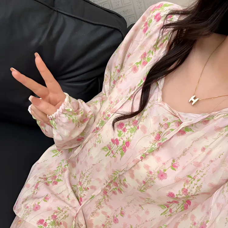 2025新款春夏棉绸国风宽松慵懒感睡衣女人棉垂感可外穿居家服套装