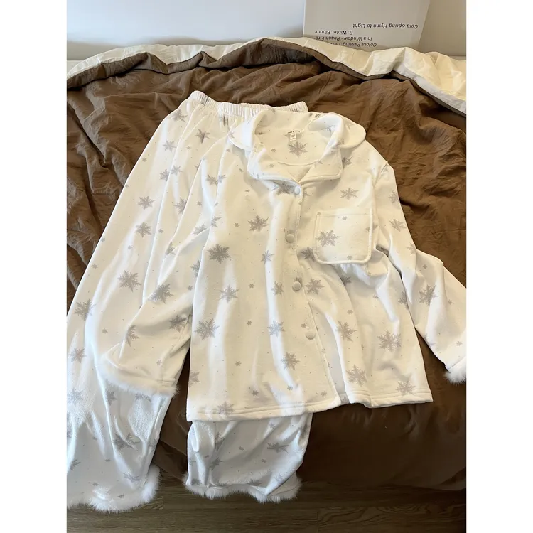 法式高级感海岛绒睡衣女款秋冬季新款加绒保暖休闲宽松家居服套装