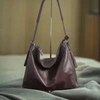 头层牛皮简约风大容量时尚百搭高级感大包斜跨托特包8713#