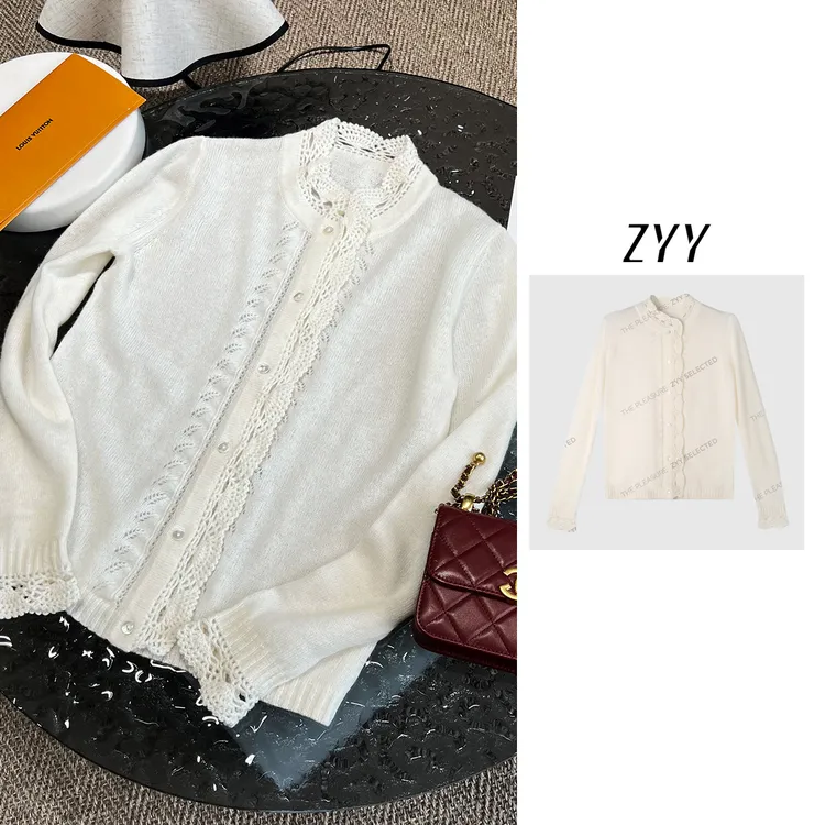 ZYY【彼岸柔花】2025/S新品法式圆领手工钩花针织开衫X25QMZZS04056