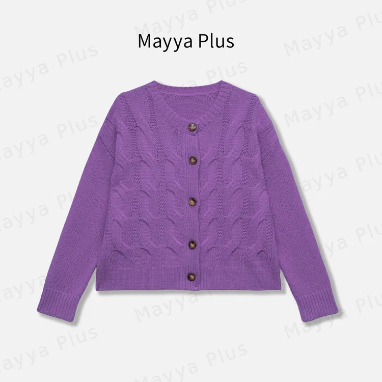 【素颜公式】Mayya Plus麦芽定制冬季气质显瘦羊毛针织开衫32547610