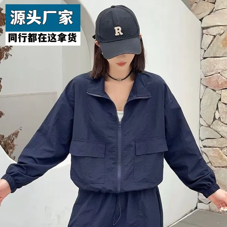梵乐芬工装立领宽松上衣外套2025休闲纯色夹克百搭新款短款小个子