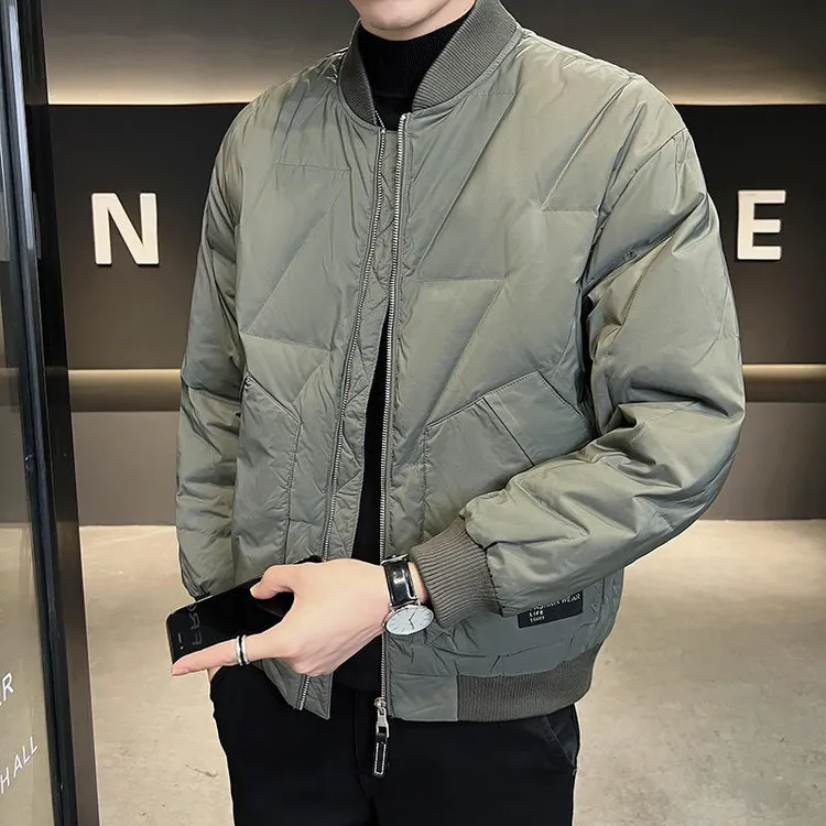 棒球领轻薄羽绒服男冬季保暖2024新款潮牌高级感时尚帅气短款外套