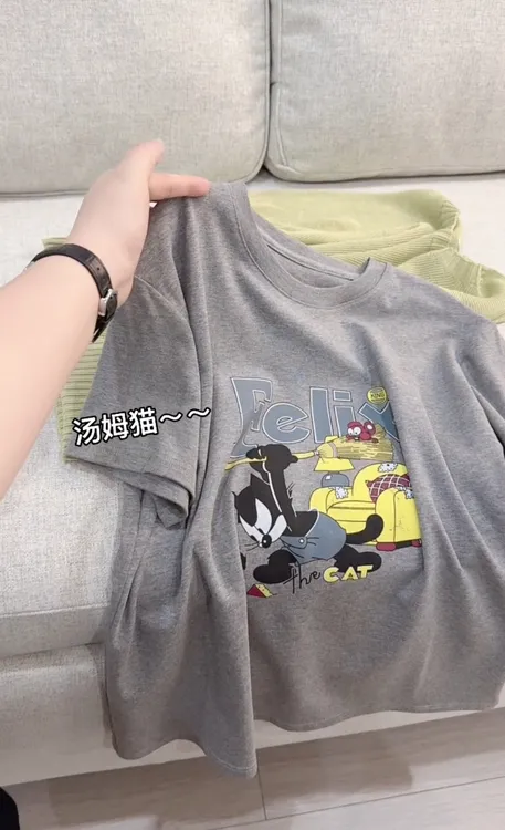 米蓝家名殿！巨好穿～欧货短袖夏季汤姆猫短袖衫7961