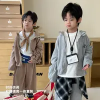 【大小卷】童装秋季新品韩版休闲男女童德奥一体套装-83125