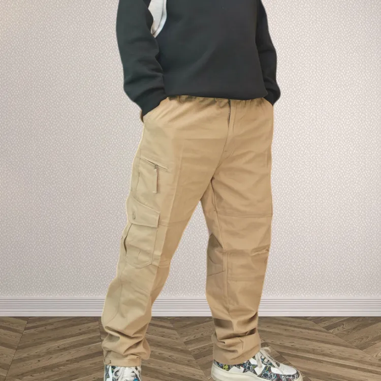 厚款高腰口袋男长裤工装裤休闲裤百搭运动裤子秋冬秋季卫裤直筒
