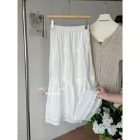 韩系简约层次感A字高腰减龄蕾丝花边拼接设计感蛋糕裙8189#0.1