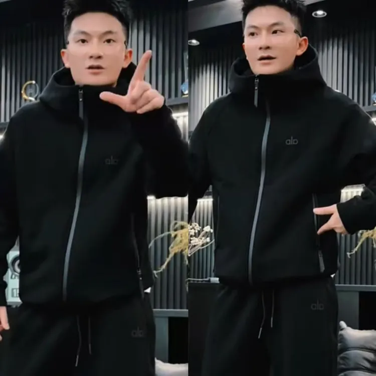 早秋新款潮流男装空气层休闲连帽外套轻奢百搭时尚