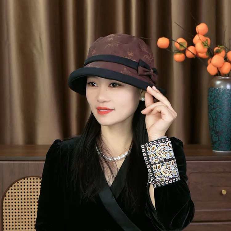 帽子春秋季百搭盆帽女士妈妈帽子韩版休闲女帽时尚中老年人奶奶帽