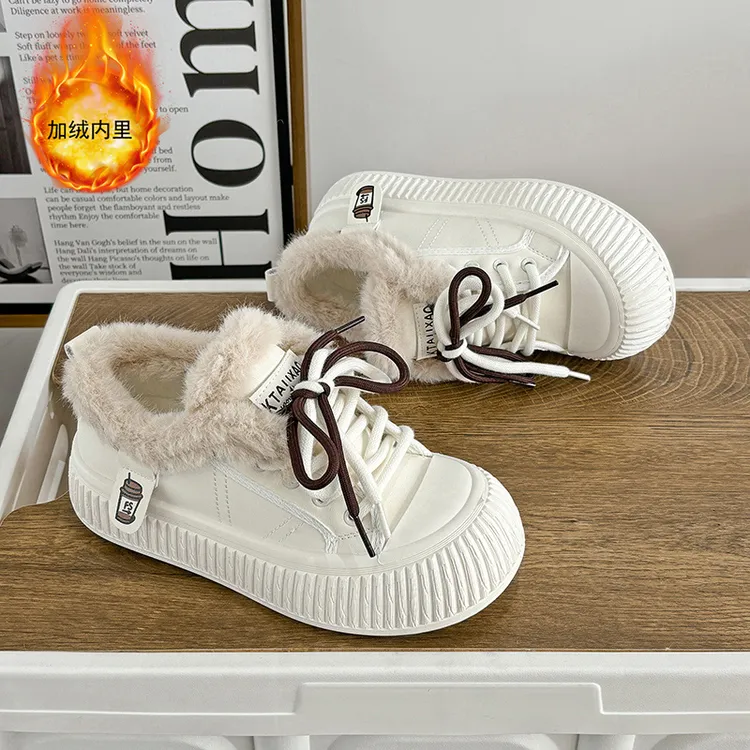 冬款爆款大棉学生丑萌大头鞋女棉鞋加绒小白鞋板鞋2025冬季小码34