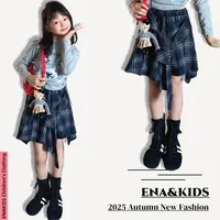 ENA恩娜kids【格纹物语】女童韩版不规则格子裙裤秋款假两件半裙