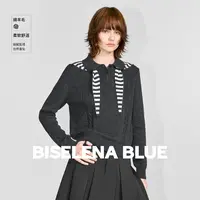 贝茜妮慵懒风条纹拼接领巾毛衣针织衫女2025年冬季新款设计感上衣