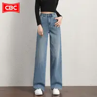 CBC土耳其蓝阔腿牛仔裤女2025年秋季新款休闲大脚裤腿拖地直筒裤