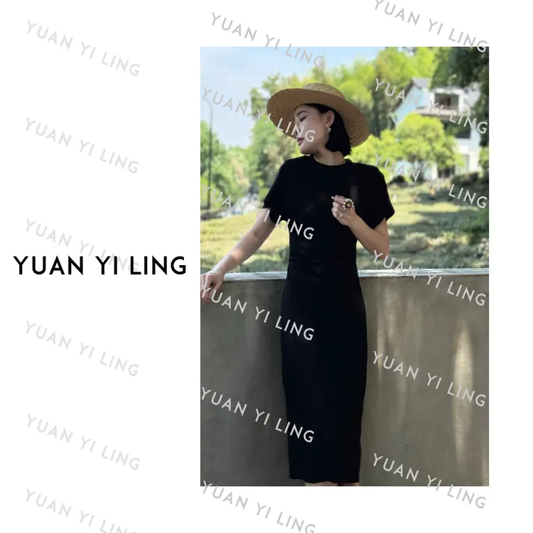 袁艺灵【雅致】25夏季新款莫代尔褶皱设计感显瘦时尚百搭连衣裙    